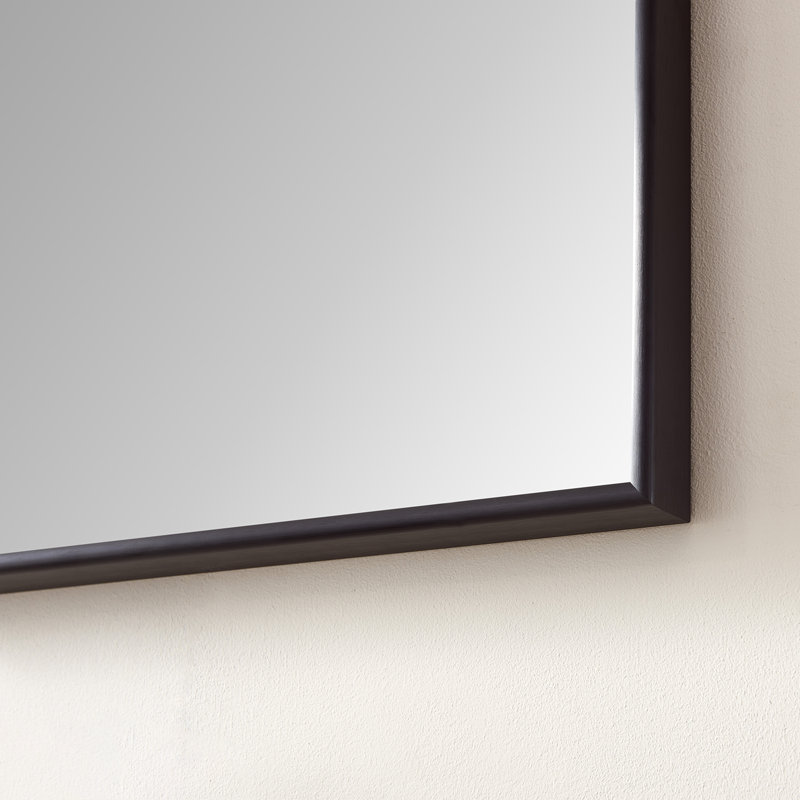 Wallace Metal Flat Wall Mirror, 32" x 17.7", Matte Black