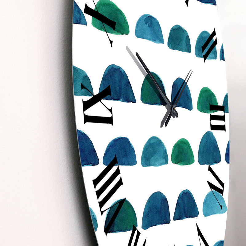 Demi Circles In Shades Of Blue - Horloge murale à motif, Grand