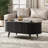 42.5" Oval Lift-Top Coffee Table, Fluted Center Table with Hidden Storage Compartment & Solid Wood Legs, Mid-Century Modern Coffee Table for Living Room,Black-1663959106
