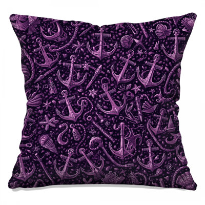 Coussins mauves à double face mauve Nautical Anchors