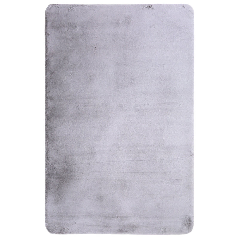 Moncontour Grey Plain Machine Made Synthetic Area Rug, Rectangle 2'7" x 5'