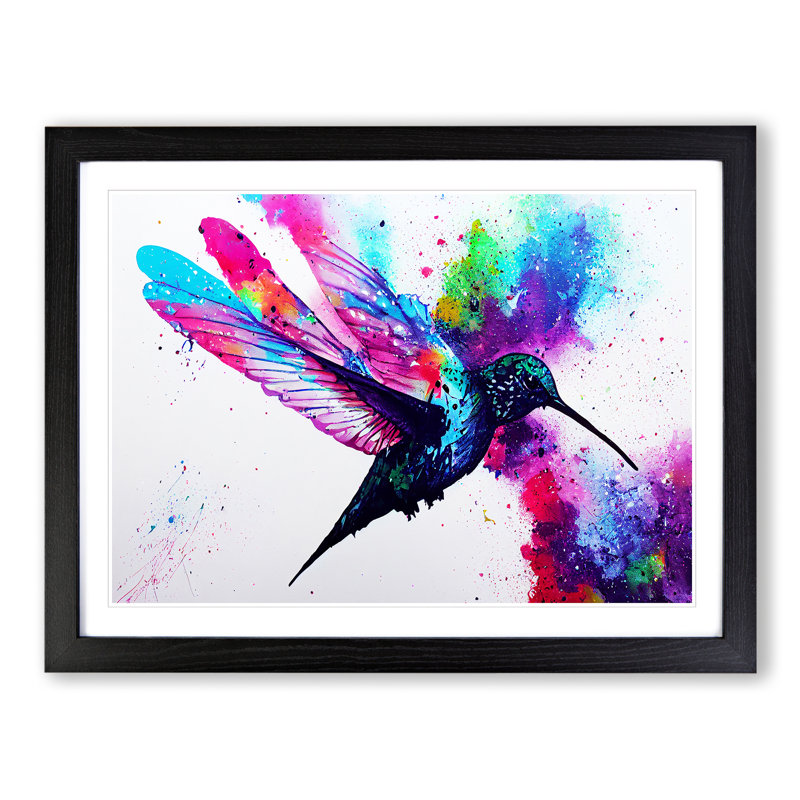 Hummingbird Splash Vol.2 Abstract - Framed Print, Black, 46cm H x 64cm W x 2cm D
