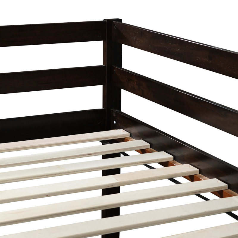 Lit mezzanine simple, structure en bois d'hévéa, stable, plateforme à lattes renforcées, lit solide pour une meilleure organisation de la chambre à coucher, abat-jour, structure, pour plus de commodité, beaucoup de rangement