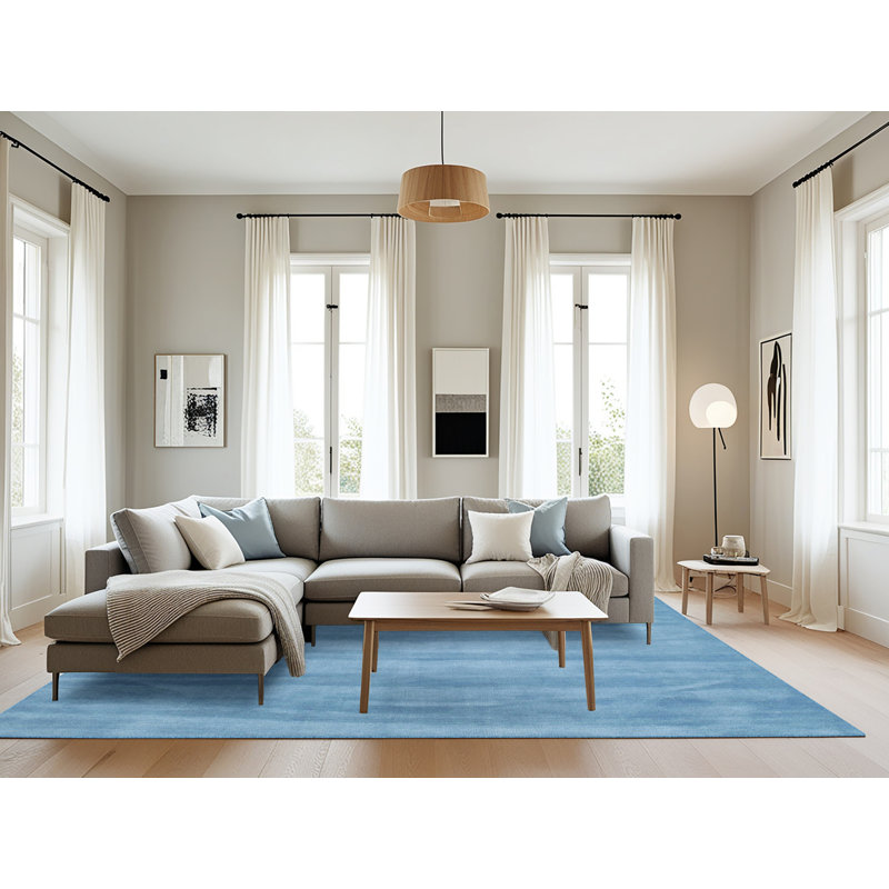 Tapis contemporain bleu, Rectangle 8 pi x 10 pi
