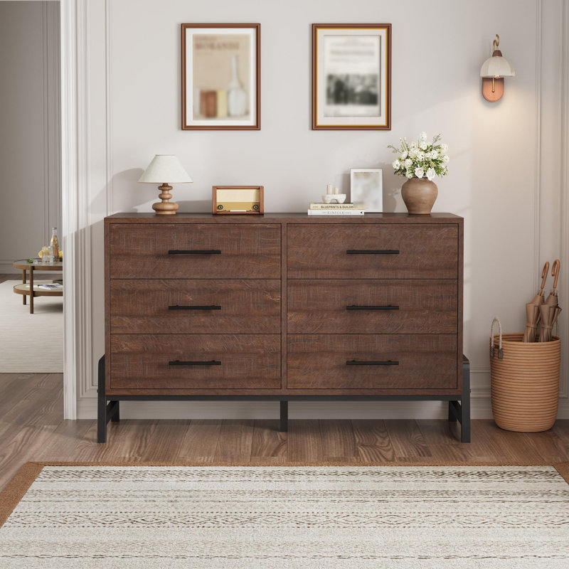 132.1 cm W Chest of 6 Drawers, Brown