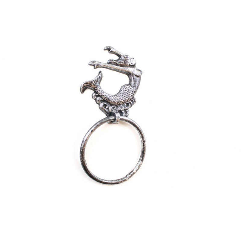 Anneau à serviettes elle offre design sirène en fonte moulé, Argent