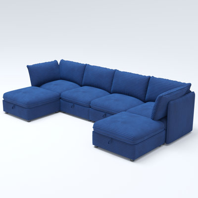 Modular Sectional Sofa, Convertible Sofa Seat With Storage, Sleeper Sectional Sofa Set, Fabric Flexible Modular Combinations for Living Room(6seats)