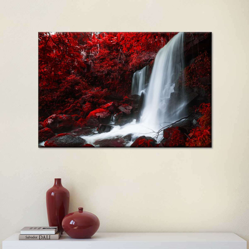 " Red Autumn Waterfall Canvas Print " by Michael A, 30'' W x 45'' H