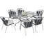 6 - Person Steel Patio Dining Set Umbrella Hole Included Rectangular Table with Cushions Included