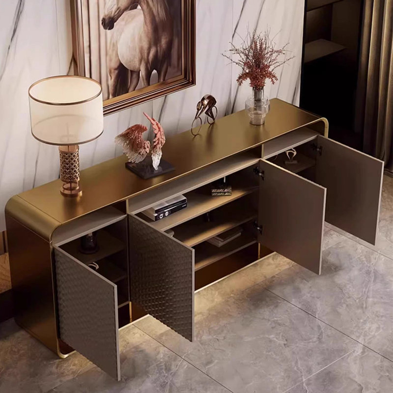 Armoire d'entrée de style italien de luxe, 33.46" H x 70.87" W x 15.75" D, Doré / champagne