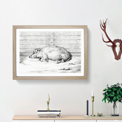 A Sleeping Pig by Jean Bernard - Framed Print