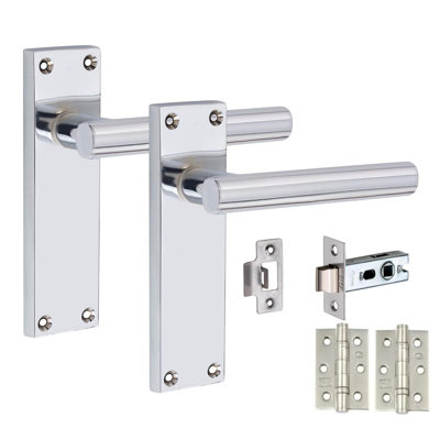  1 Pair T-Bar Lever Backplate Door Handle Matt Black Finish - 150mm x 40mm