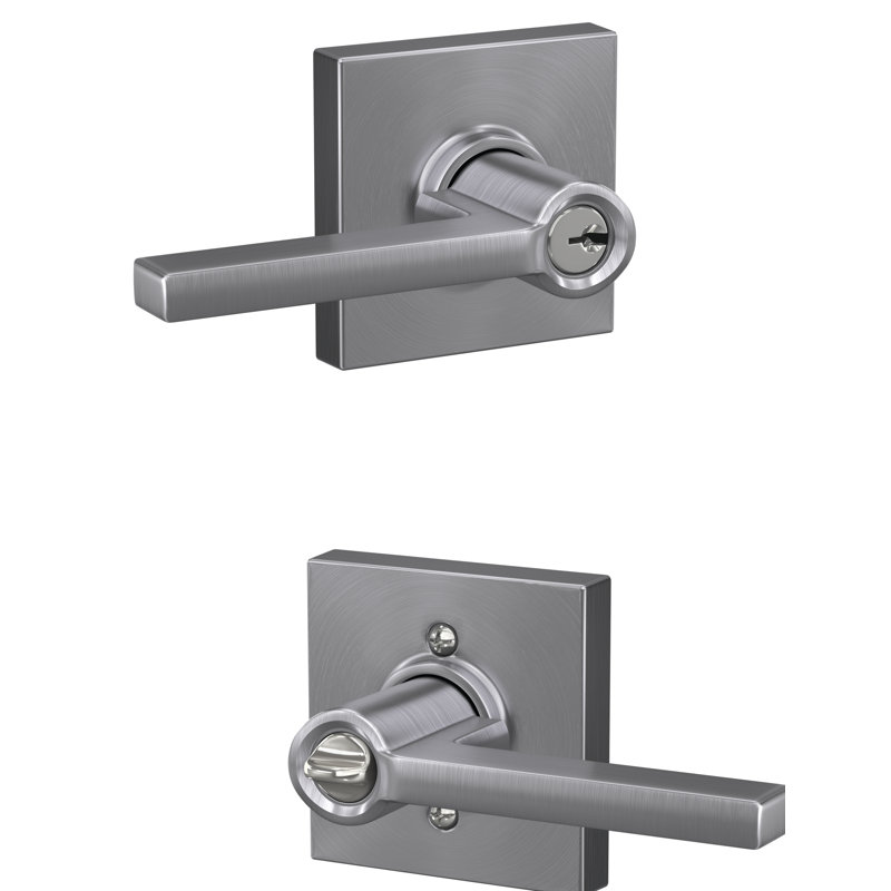 Latitude Keyed Entry Lever with Collins Trim, Satin Chrome