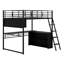Lit mezzanine en métal avec DEL, bureau et tablettes de rangement-795923226