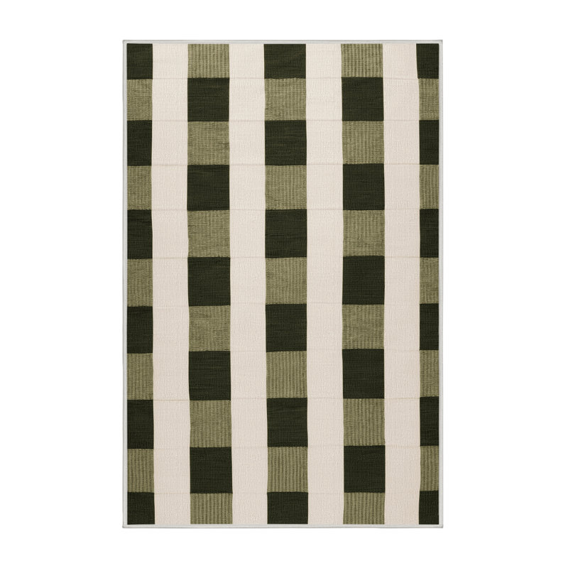 Tapis beige à carreaux lavable à la machine, Tapis de couloir 2 pi x 5 pi