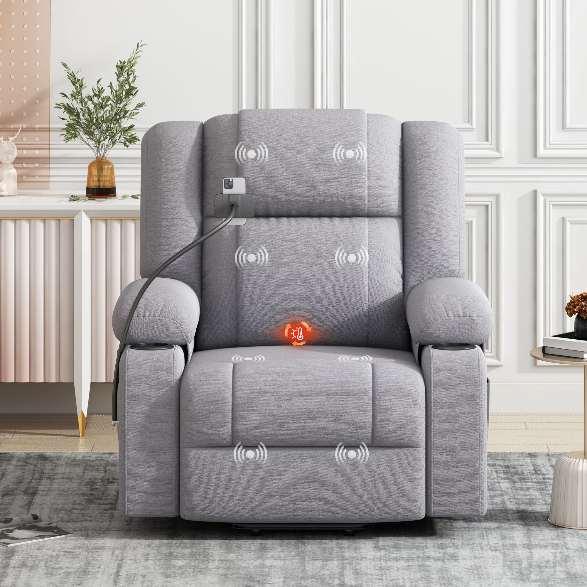 Latitude Run® Power Lift Recliner Chair with Massage and Heating ...