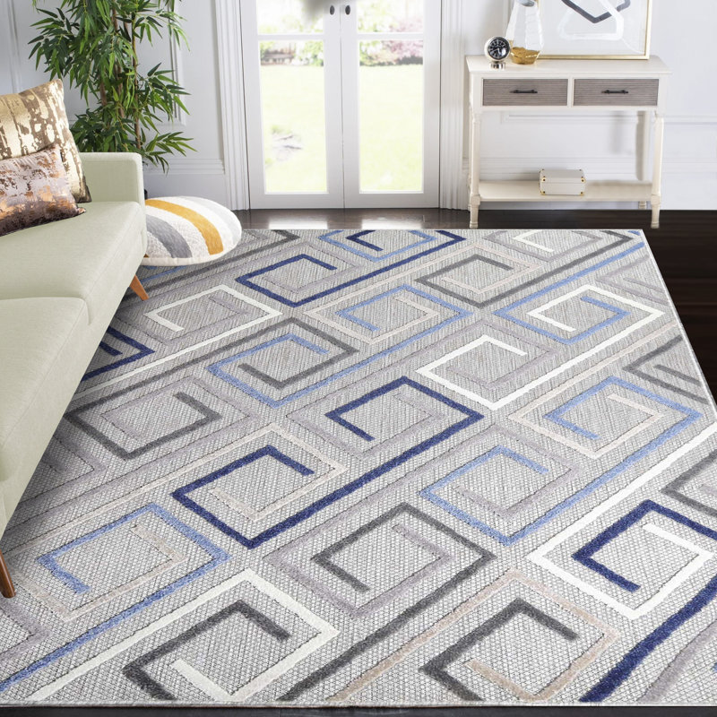 Tapis intérieur / extérieur 100% polypropylène Kawaun, Gris, 4 pi x 6 pi