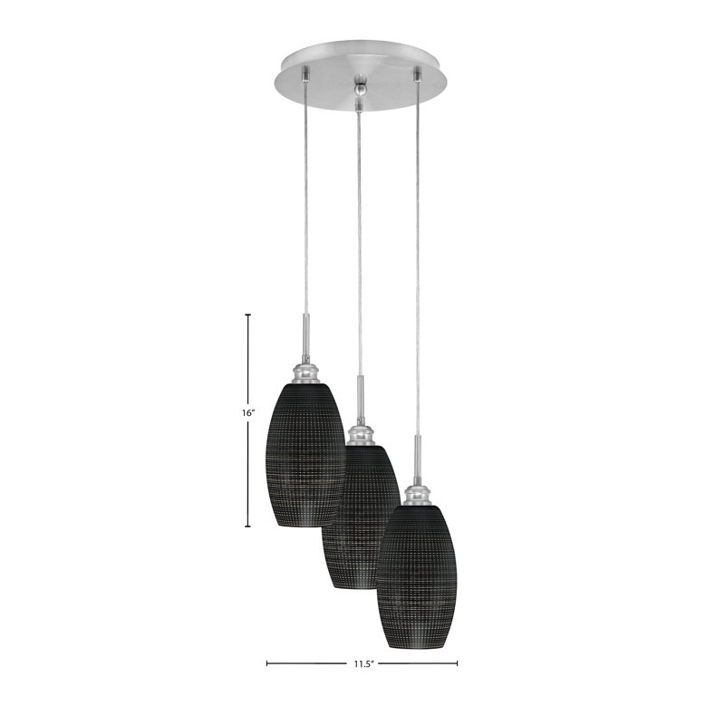 Luminaire suspendu en grappe avec 3 lumières Array, H 16 po x l 11,5 po x P 11,5 po, Nickel brossé