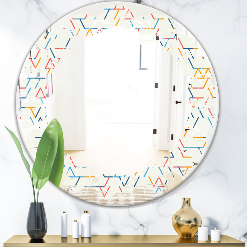 Motif abstrait géométrique. Miroir mural Leaves, H 23,6 po x l 23,6 po