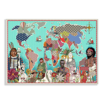 Motif géométrique «World Map Diverse Cultures» par Sangita Bachelet - impression d'art graphique