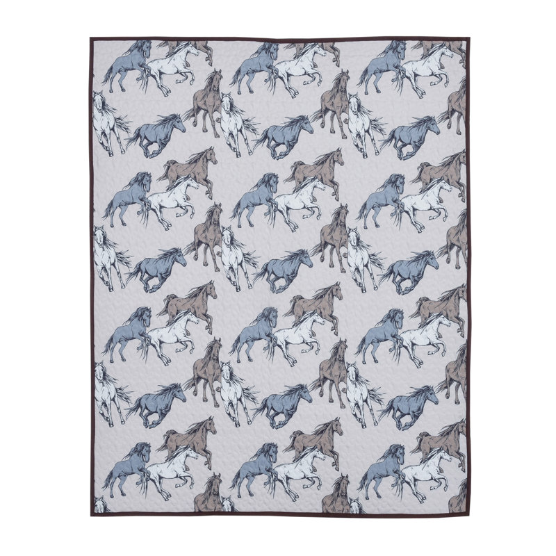 Drawn Wild Horses 60" x 50" Decorative Throw Quilt Blanket