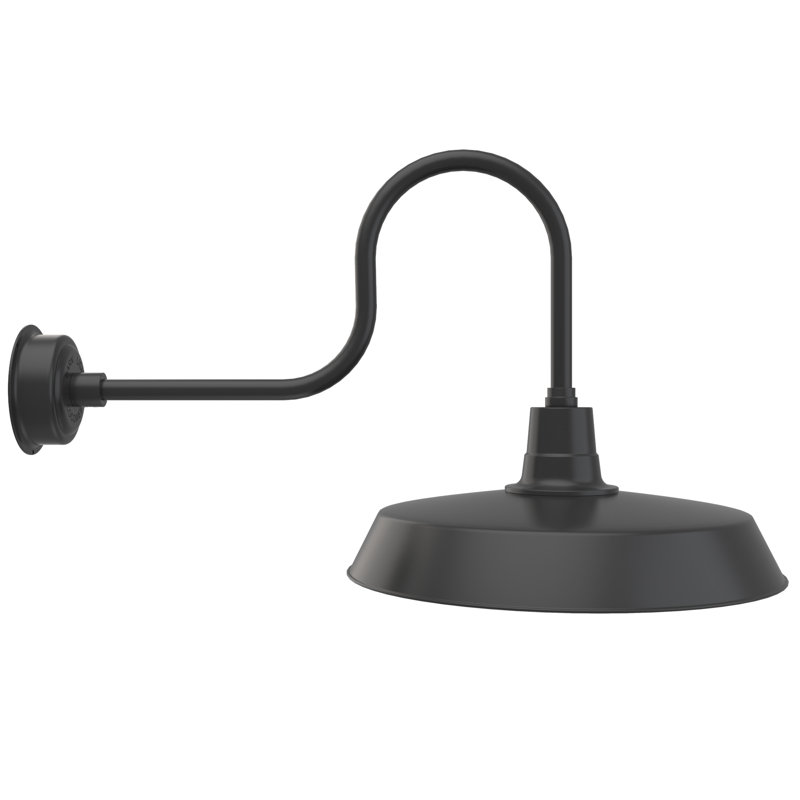 Luminaire de grange d’extérieur à del Haleigh, H 23,75 po x l 22 po x P 42 po, Noir mat