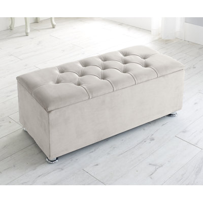 Carterlee 105cm Wide Velvet Tufted Rectangle Solid Colour Ottoman with Storage