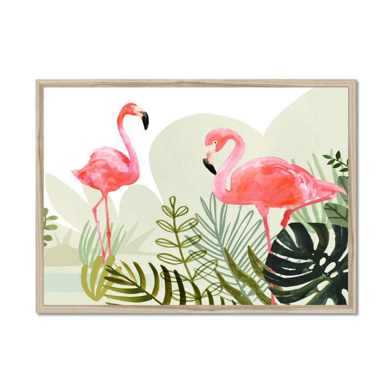 Flamingo Forest Collection A 1 Piece Painting, 55cm H x 80cm W, Natural Wood Framed Paper Print
