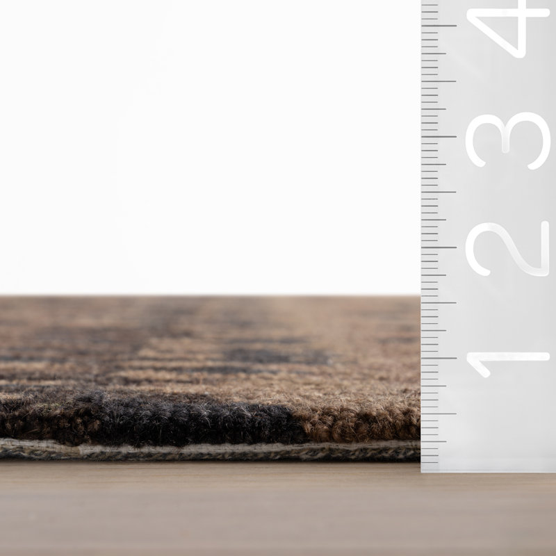 Paint Chip Hand Micro Hooked Wool Rug, Brown, Rectangle 9'6" x 13'6"