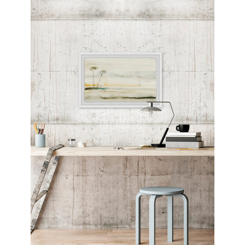 Zelienople «Solstice 9», reproduction de peinture à l'aquarelle encadrée, H 30 po x l 45 po x P 1,5 po, Cadre blanc