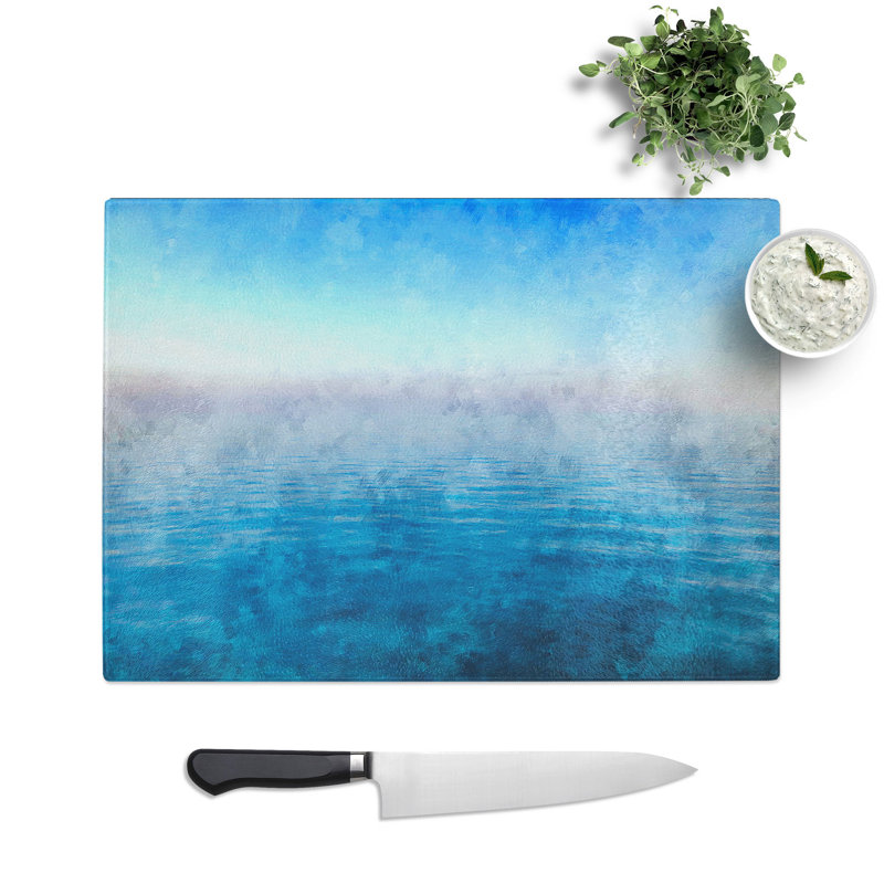 Tempered Glass Peaceful Horizon Chopping Board, 20 cm x 28.5 cm