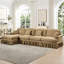 Canapé confortable en chenille à quatre places avec mousse segmentée et haute densité et ornements filetés argent pour un canapé modulaire luxueux en forme de fleur, dossier, pétale, jupe amovible-121368843