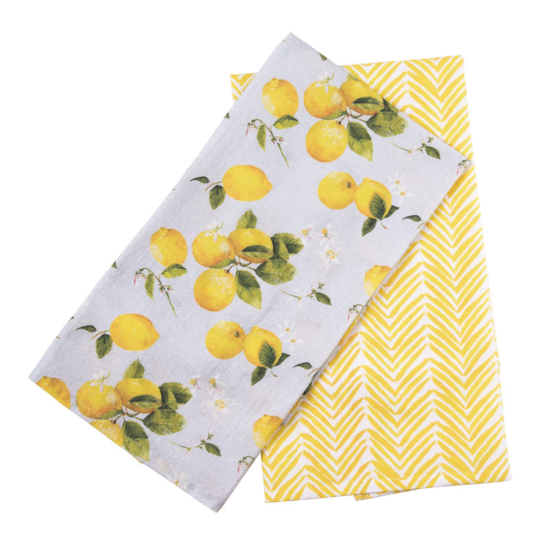  Ensemble de 2 torchons en coton et citron