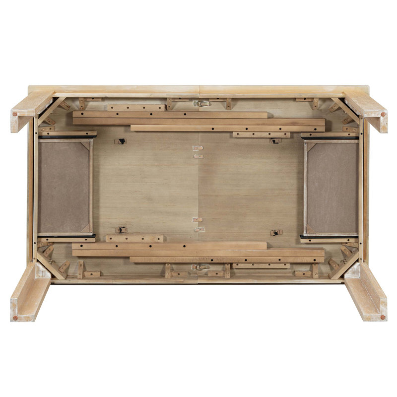 Ensemble de salle à manger de ferme multifonctionnel avec table extensible et chaises rembourrées, Natural Wood Wash