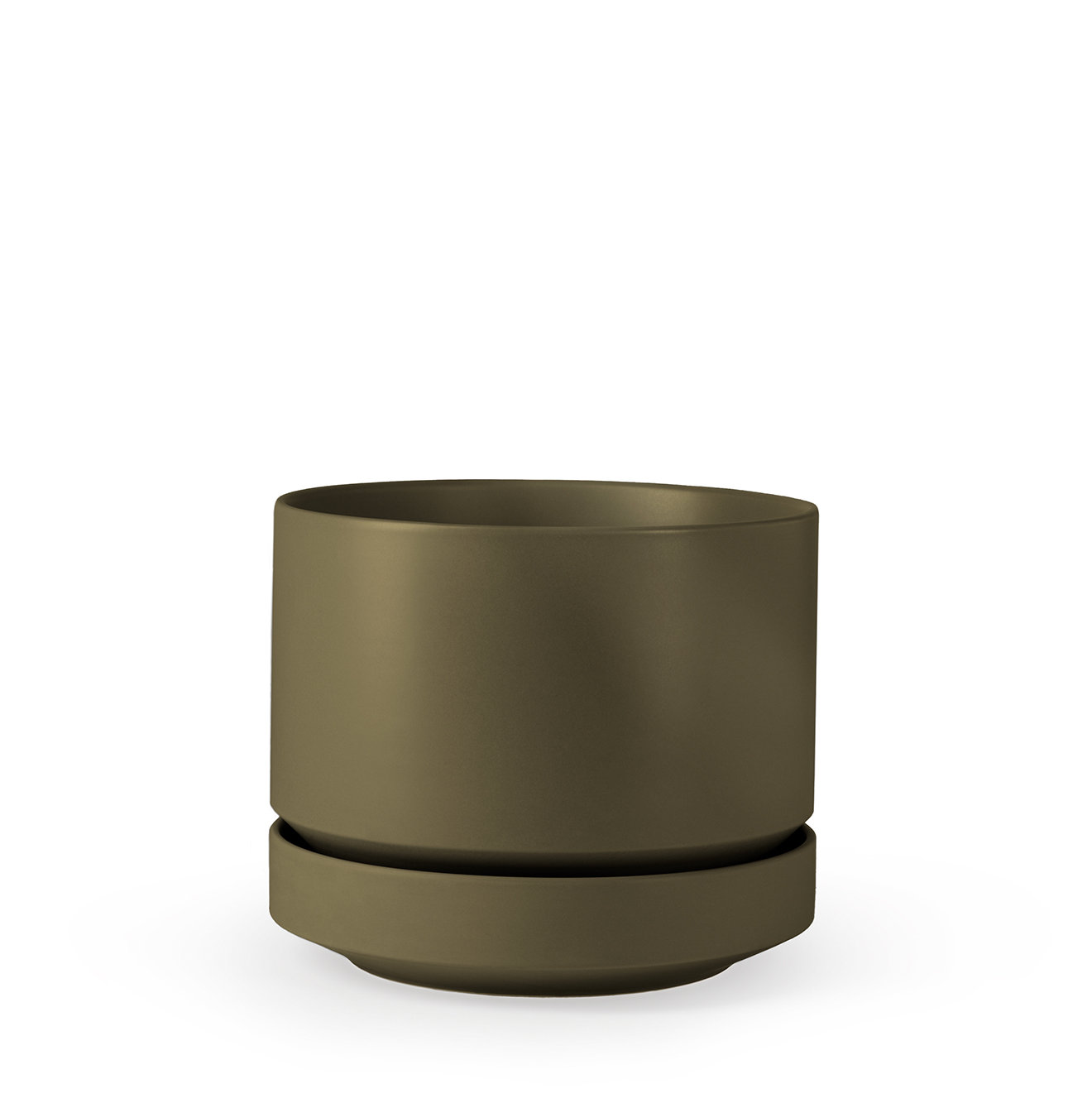 Byer Ceramic Pot Planter, 6" H x 7" W x 7" D, Olive