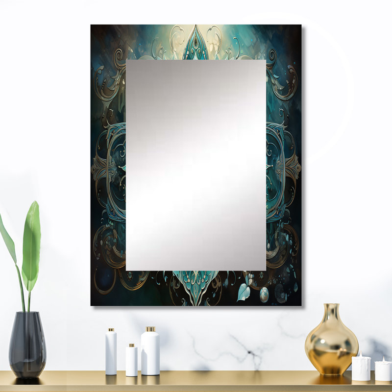 Symbole de l'hindouisme sacré Om - grand miroir de l'hindouisme, décor de miroir mural traditionnel unique, impression d'art en métal