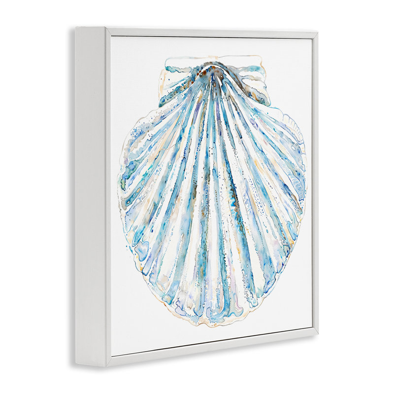 Palourde sur giclée encadrée par Christine Zalewski, Giclée encadrée blanc bord de mer, H 17 po x l 17 po