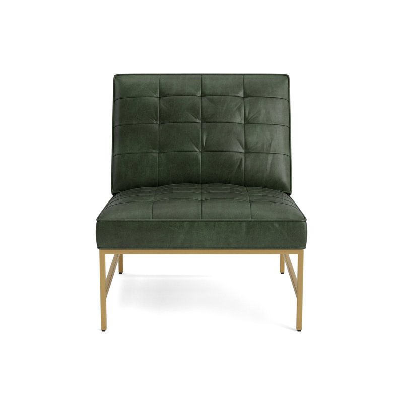 Major Leather Chair, Brushed Brass, Bedford - Evergreen