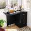 Folding Computer Desk With Drawer Cabinet & Adjustable Shelf Wheel For Living Room,-357755217