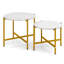 Ensemble de 2 tables gigognes de style industriel avec structure en métal robuste, plateau en bois d'ingénierie, brun et noir rustique Hommoo-132677312