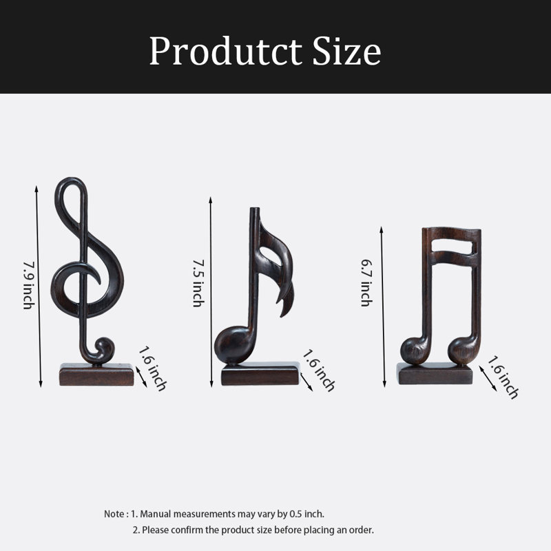 3 pièces de notes de musique pour décor de tablette