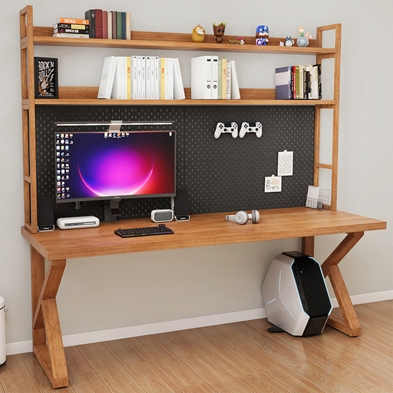 Bureau de direction rectangulaire en bois massif brun clair, 74.8"H*55.12"W*23.62"D