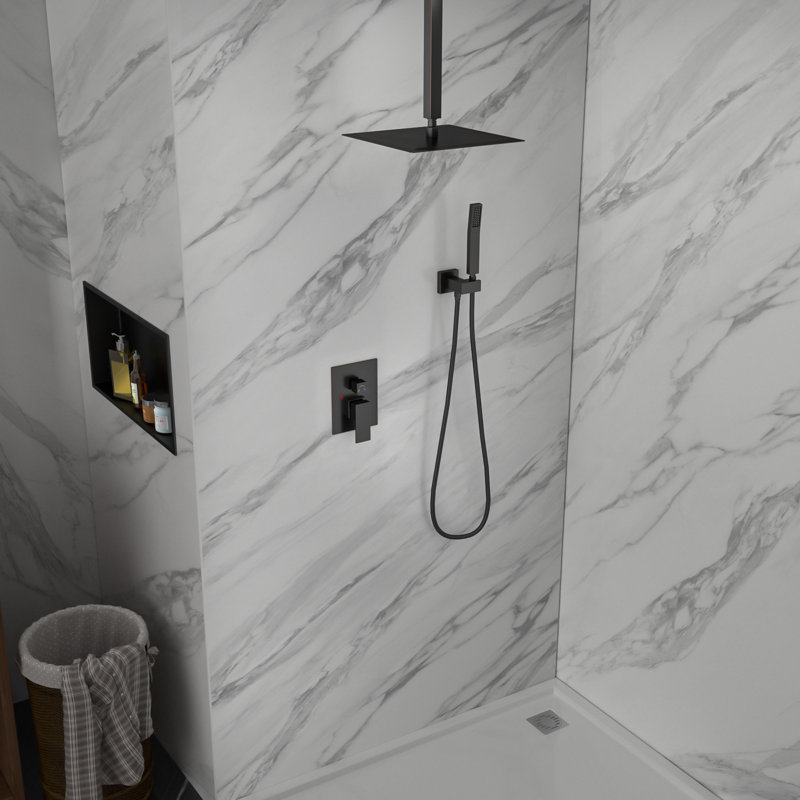 16 Inch Ceiling Mounted Shower System Rain Mixer Shower Combo Set Shower Head with Hand Shower, Oil Rubbed Bronze