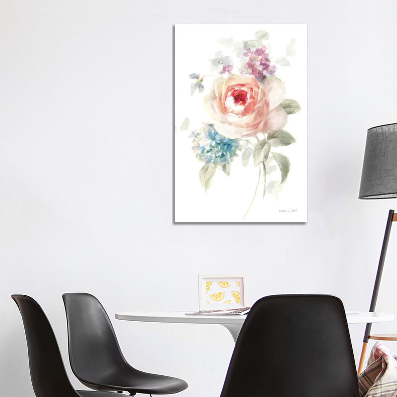 Cottage Garden On White by Danhui Nai - Wrapped Canvas Gallery-Wrapped Canvas Giclée, 101.6 cm H x 66.04 cm W x 3.175 cm D