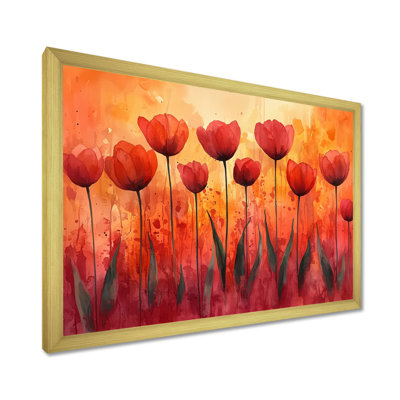 «Sunset Hues Tulips Field Horizon II», art mural de grandes tulipes