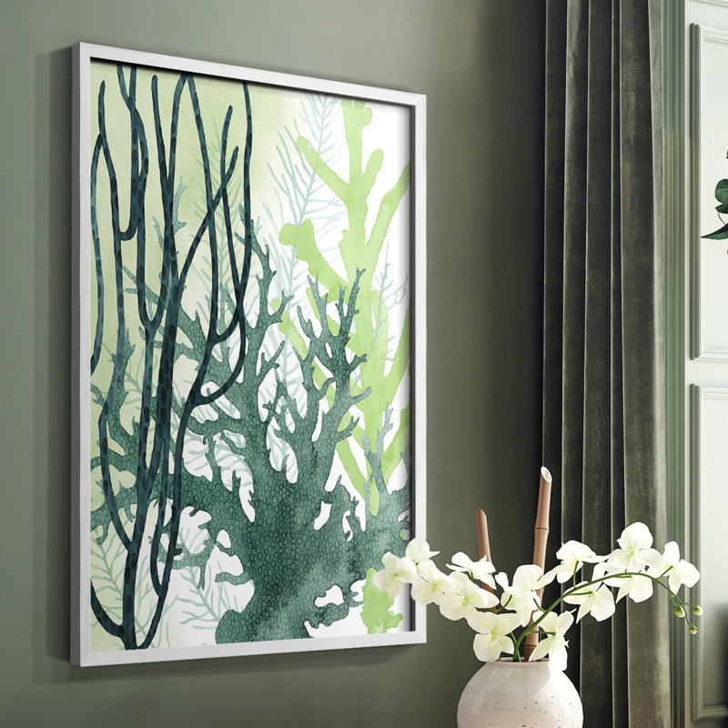 Reproduction encadrée texturée corail II - bois massif, Blanc, H 10 po x l 8 po