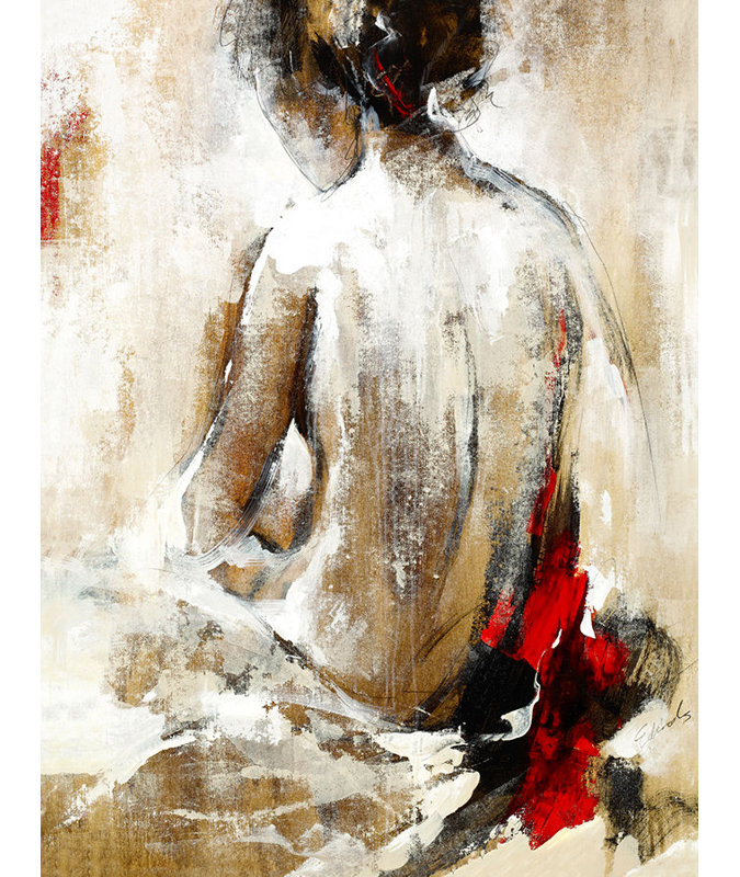 Chiffres en rouge II - Peinture, H 40 po x l 30 po x P 1,5 po, Plexi
