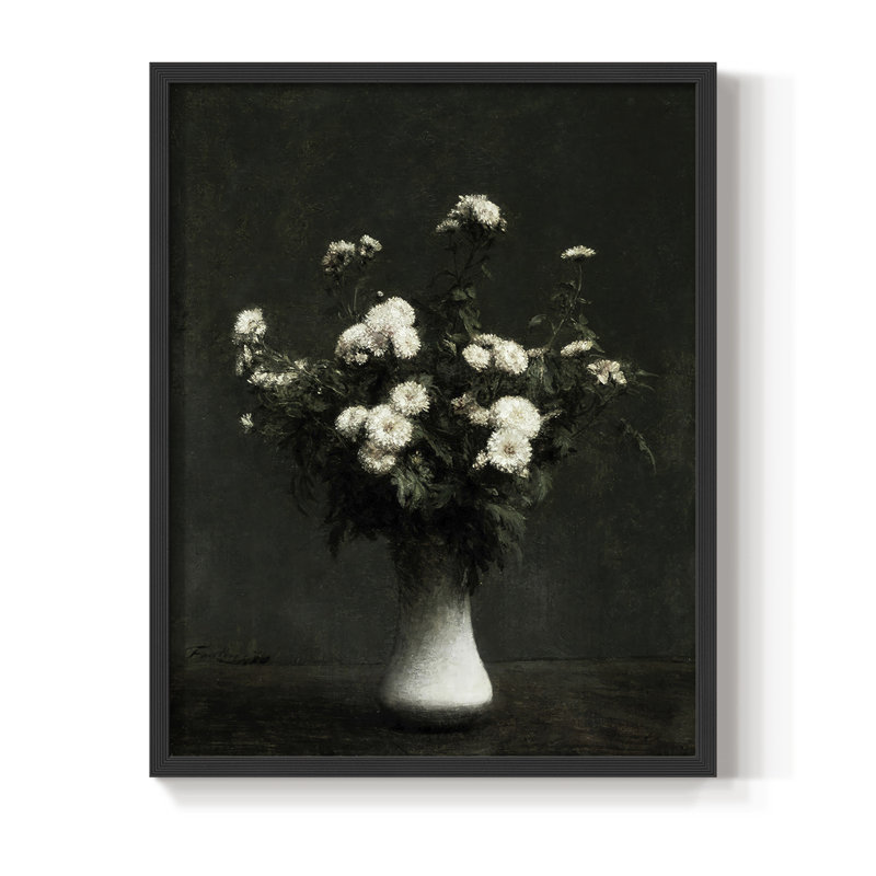 Impression florale vintage encadrée Lxxv - bois massif, H 30 po x l 24 po, Noir, noir, noir, noir