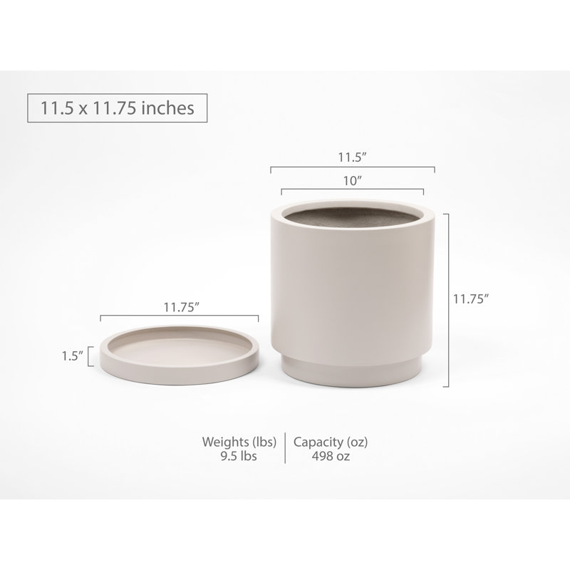 Pot à fleurs Finnly, H 11,75 po x l 11,5 po x P 11,5 po, Gris crème