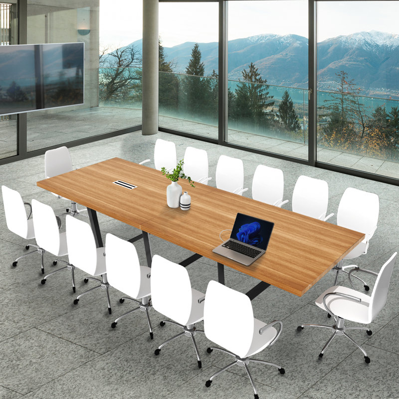 Rectangular Conference Table, H 30 po x L 144 po x l 47,25 po, Naturel